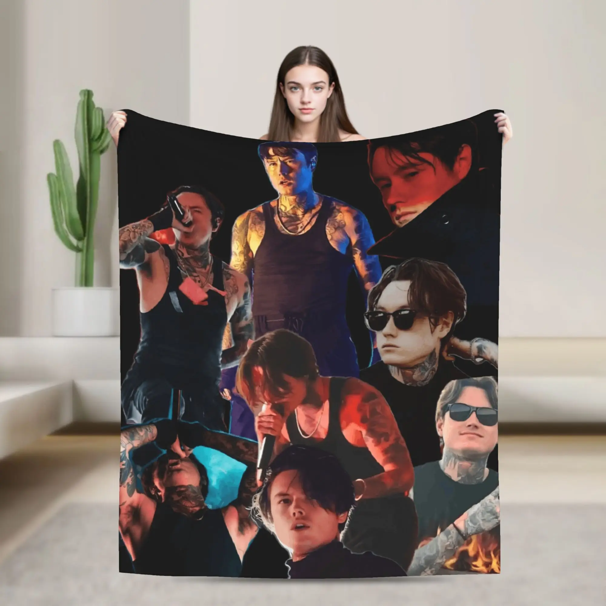 Super Warm Blankets Camping singer Noah Sebastian Music Throw Blanket  Flannel Bedspread For Couch Chair Sofa Bed Sofa Bed Cover