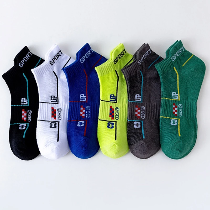 Calcetines tobilleros para hombre, calcetín deportivo de malla de algodón, transpirable, absorbente de sudor, para bicicleta, ciclismo al aire libre, viaje, barco, 6 pares