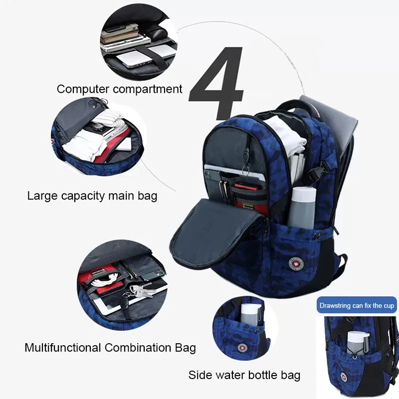 مقاوم للماء 17.3 بوصة محمول على ظهره للرجال العمل حقيبة السفر الكبيرة للطائرة موضة بنين حقيبة مدرسية رجل Mochila جديد #3