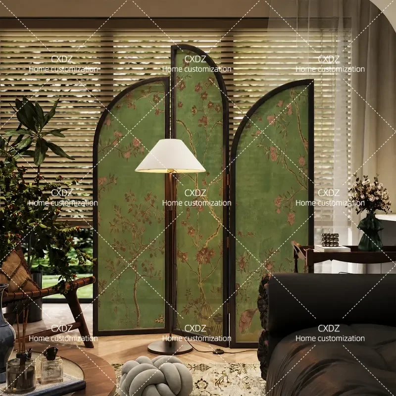 French Retro Folding Screen Partition Living Room Sofa Corner Background Decoration American Style Mobile Bedroom Home