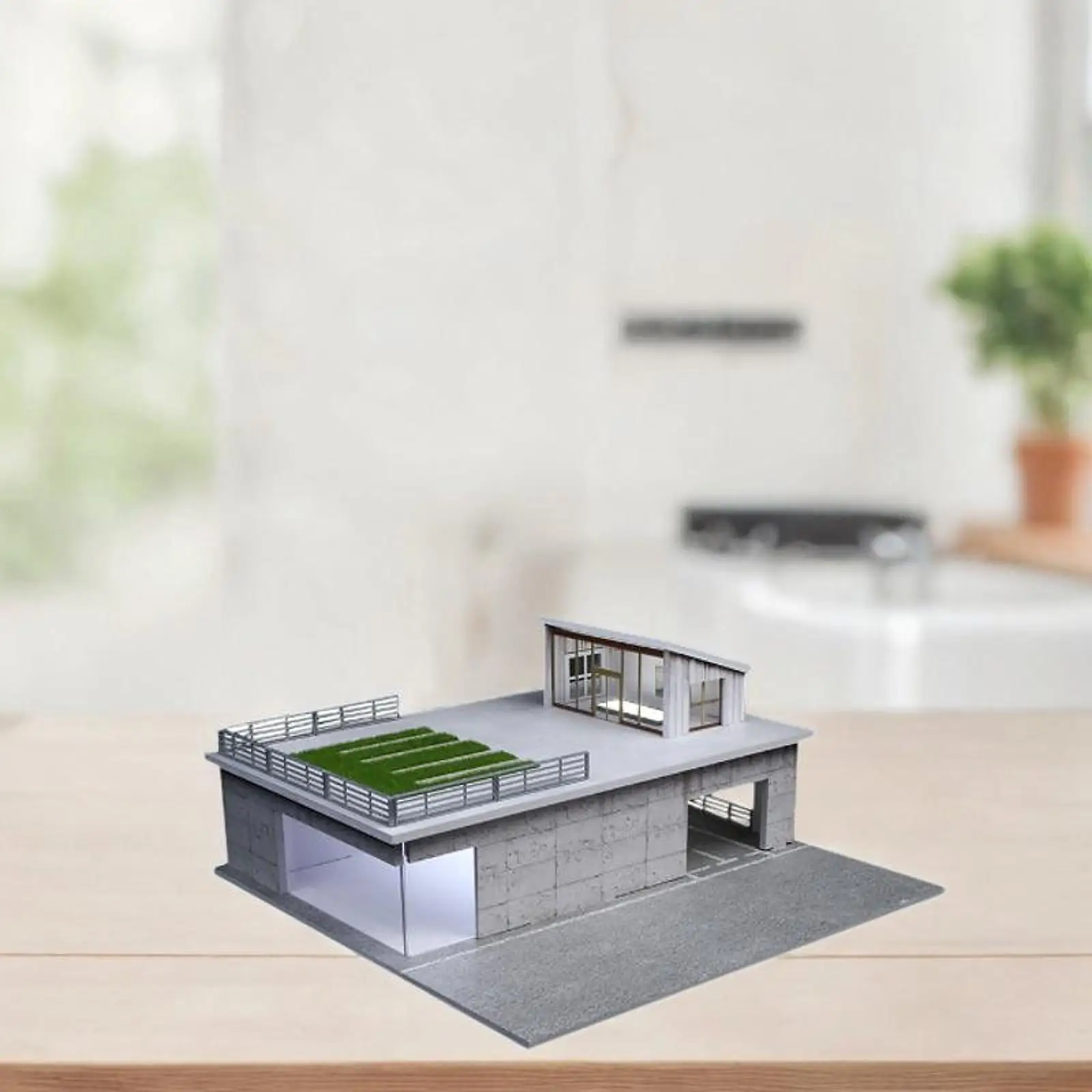

1/64 Parking Lot Scene Display Case with Lights Parking Lot Dustproof Collection Layout Collectible Show Case Desktop Decor