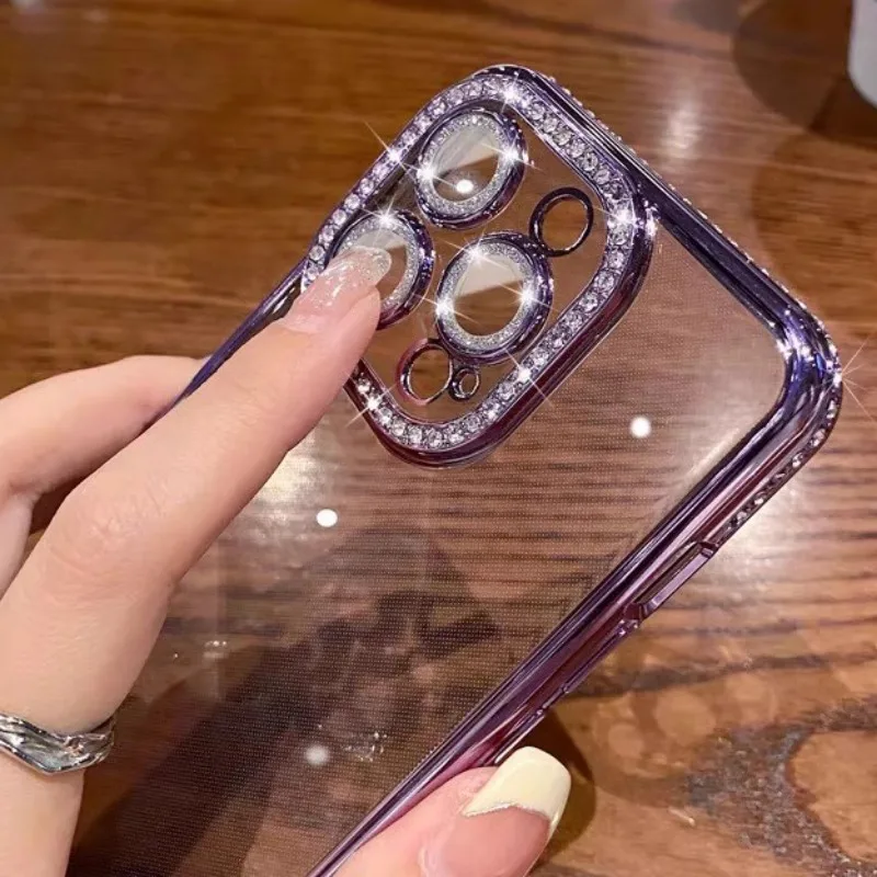 Shockproof Wireless Charging Glitter Case for iPhone 16 15 14 13 12 11 Pro Max Plus Magnetic 17 Air Compatible Rhinestone Cover - náhled 3