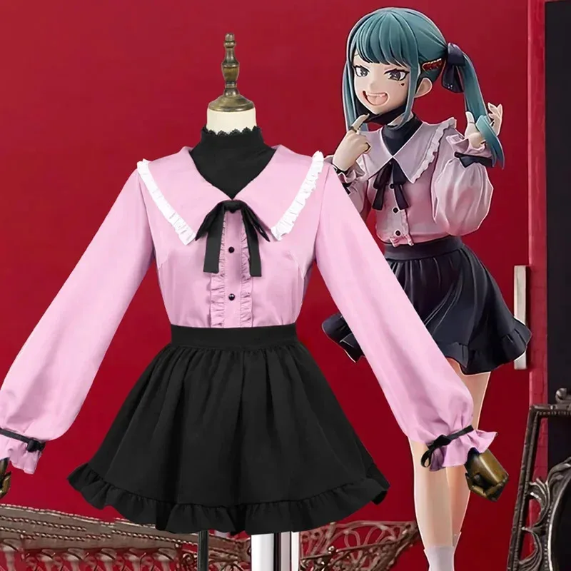 

♥ New 2025 Vampire Miku Costume Wig Cosplay Anime Suit Pink Kawaii Dress Shirt Uniform Women Halloween Cos ★ Bear House