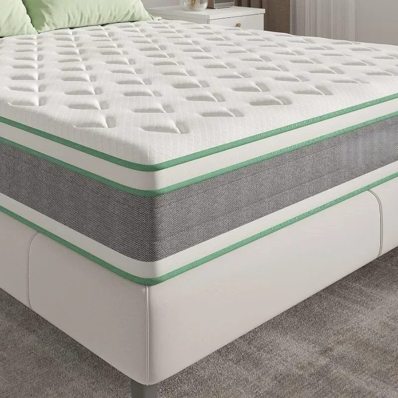 Mattress  Hybrid Mattress in a Box, Innerspring Mattress with Gel Memory Foam for a Cool Sleep