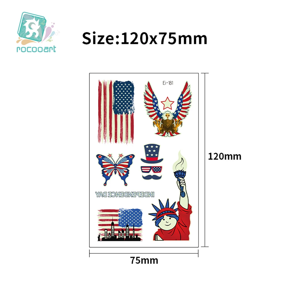 4th of July Independence Day Tattoo Sticker American Flag USA Temporary Tattoos Waterproof Face Body Arm Tattoos for Child Adult