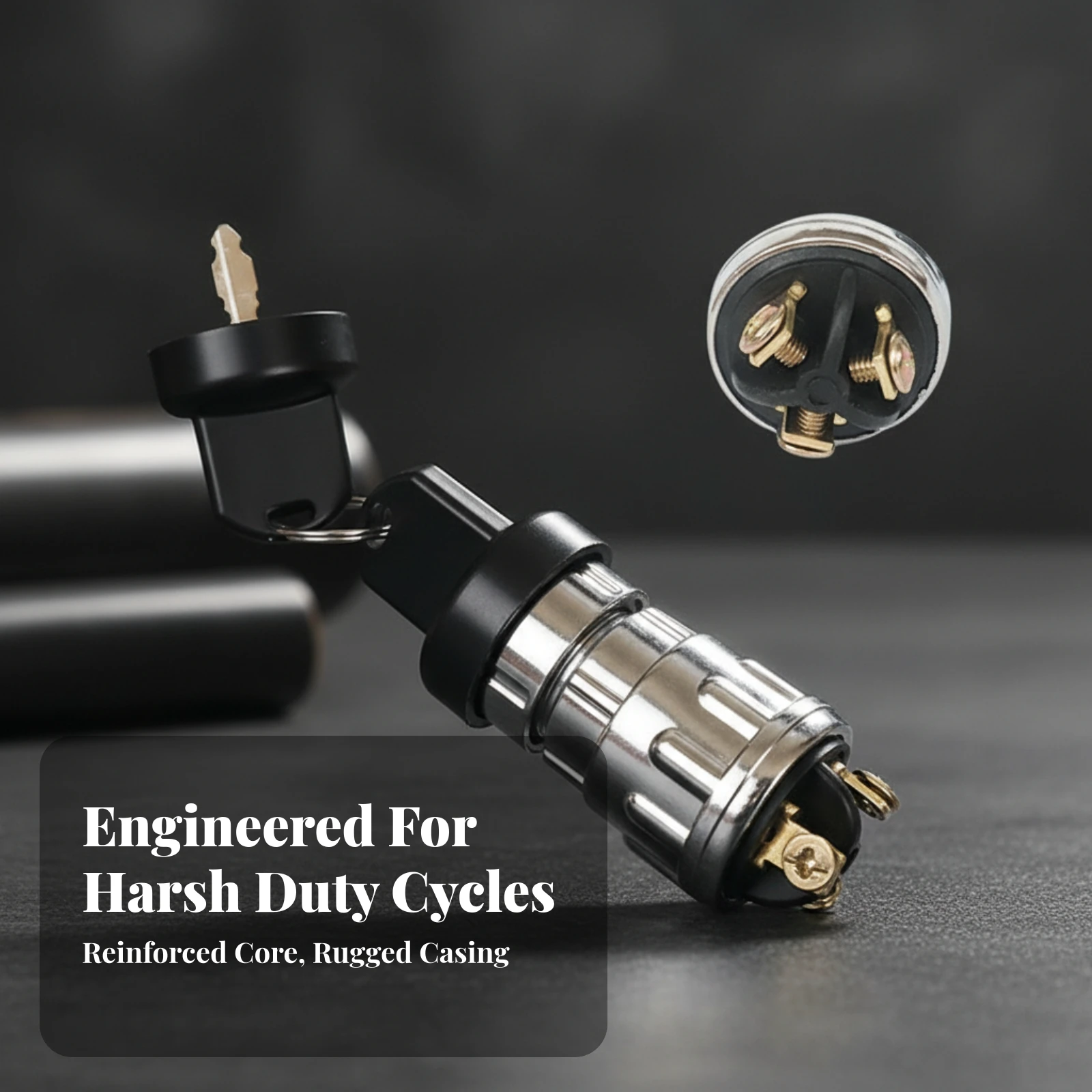 Ignition Key Switch Lock Waterproof Ignition Switch with Key Hardware Anti-Theft Metal for Engineering Vehicles