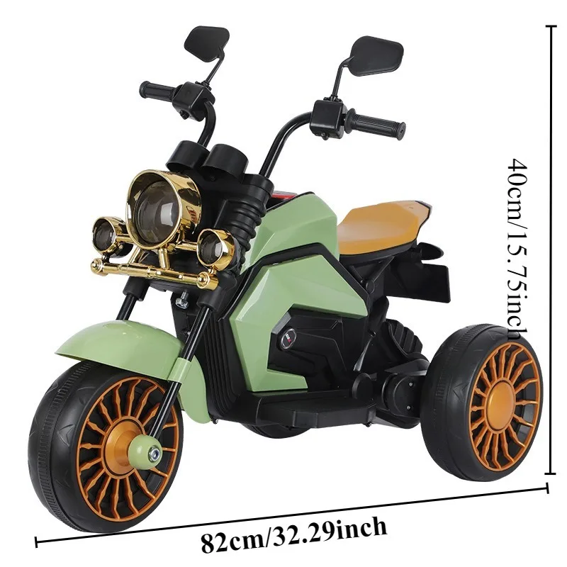 Kids Electric Motorcycle with Music & LED Light Rechargeable Vintage RC Kids Tricycle Harley Toy Early Education for Boys & Girl