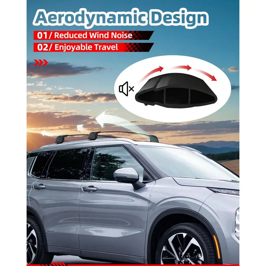 قضبان متقاطعة مناسبة لميتسوبيشي أوتلاندر 20222025 أمبير أوتلاندر PHEV 20232025 رف سقف من الألومنيوم قضبان متقاطعة ملحقات حامل البضائع