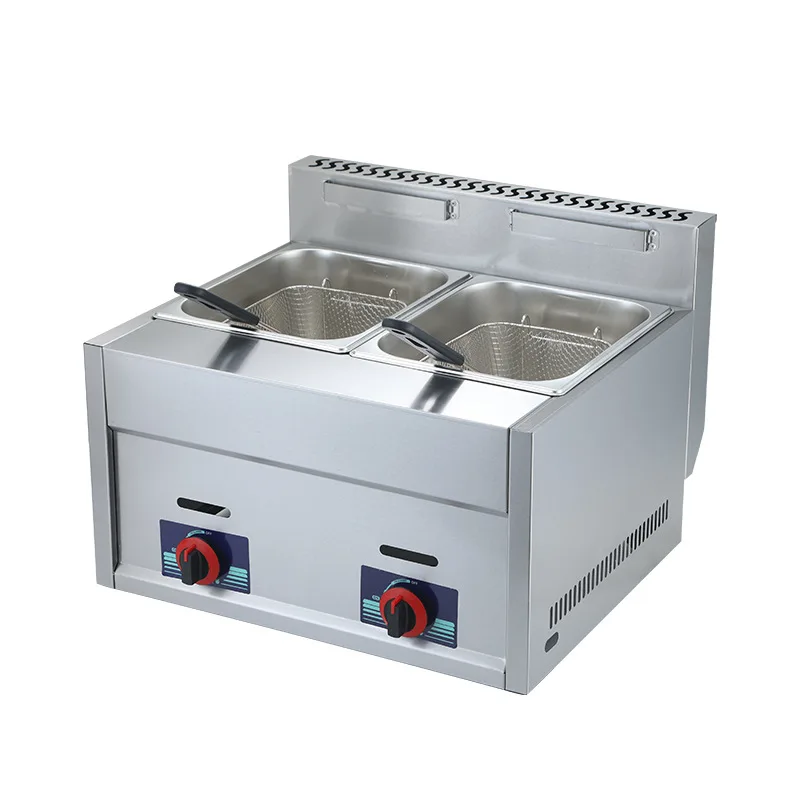 Commercial Large Capacity Stainless Steel Electric Double Tank Gas Fryer New Home Use Restaurant Deep Fryer For Frying Dough