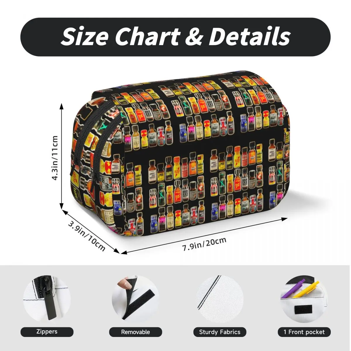 Poppers Bottles Gay Rush Jungle Juice Amyl Inhaler Pencil Cases Pen Holder Hard Shell Leather Large Capacity Pen Box Pencil view 4