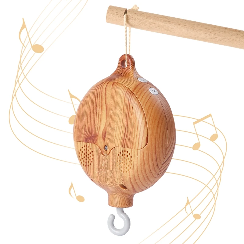 Revolving Music Box For Newborns Baby Crib Imitation Wood Color Hanging Rattle Baby Soothing Musical Toys 0-12 Months Baby Gift