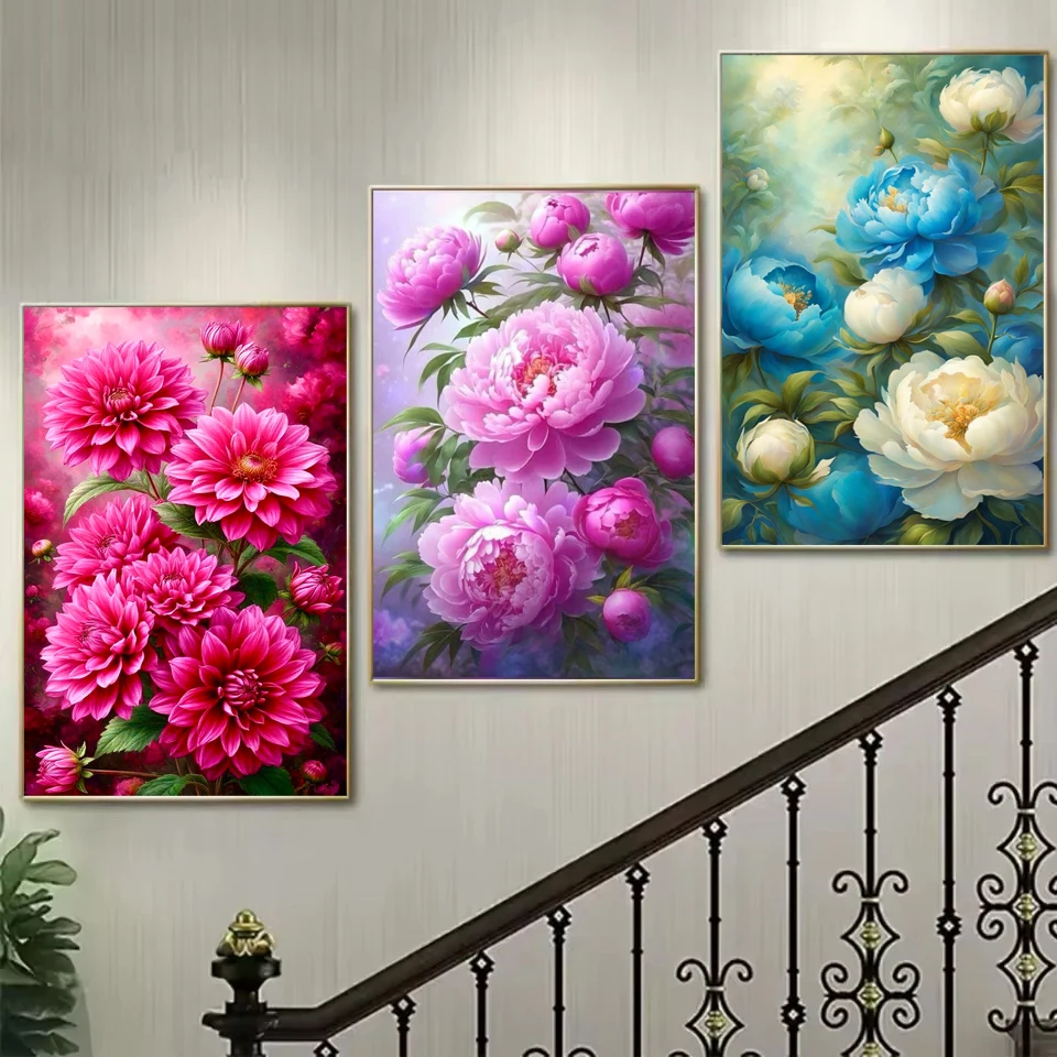 5D Diamond Painting Art Flower Peony Dahlia Full Rhinestones Embroidery New Collection 2026 Diamond Mosaic Home Decoration