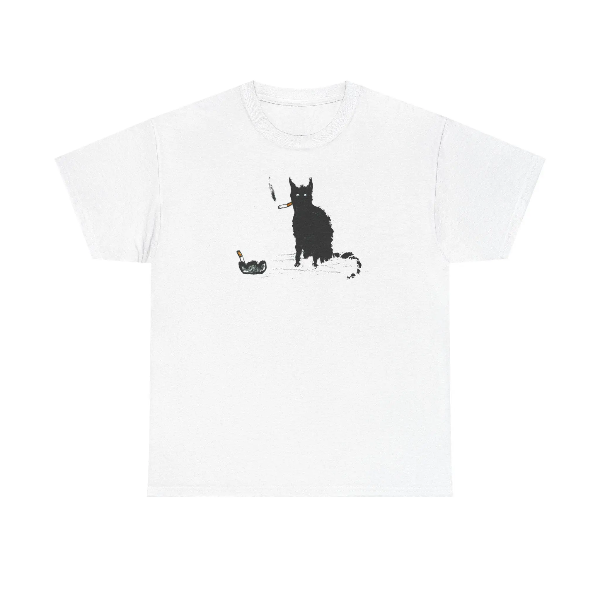 

Smoking Cat, Graphic Print Summer Luxury Brand Pure Cotton Men's and Women's T-shirt Short Sleeve Trend Fashion Clothing