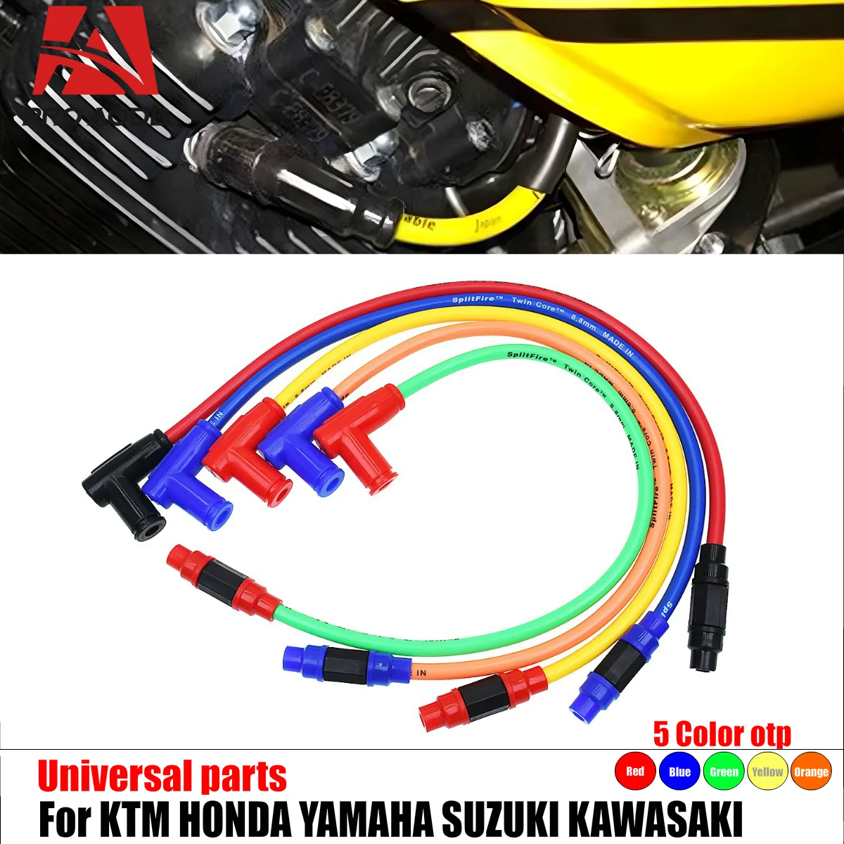 

Motorcycle 8.8mm Twin Core Race Power Cable Ignition Coil For KTM Yamaha ATV Suzuki Honda Kawasaki Motocross Universal Parts