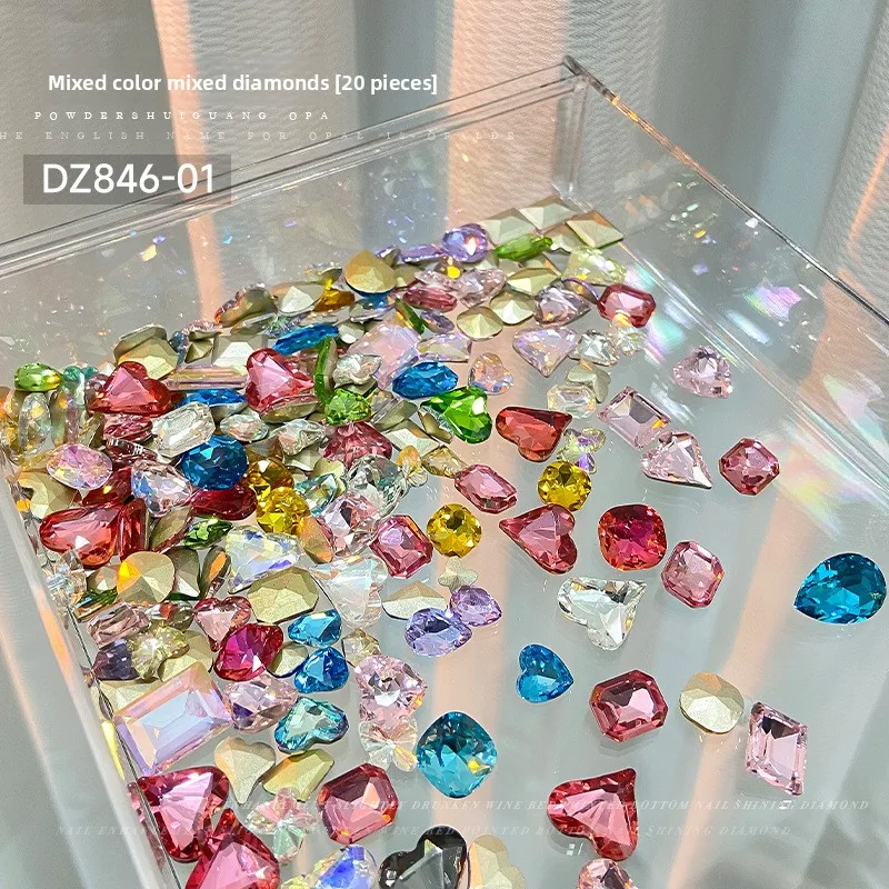 Gemischte Trendige Candy-Soda Spitzrückseitige Nagelrhinestones Kristall Bunte Herz-Candy Unregelmäßige Nageldiamanten Großhandel 6-14mm – Detail 6