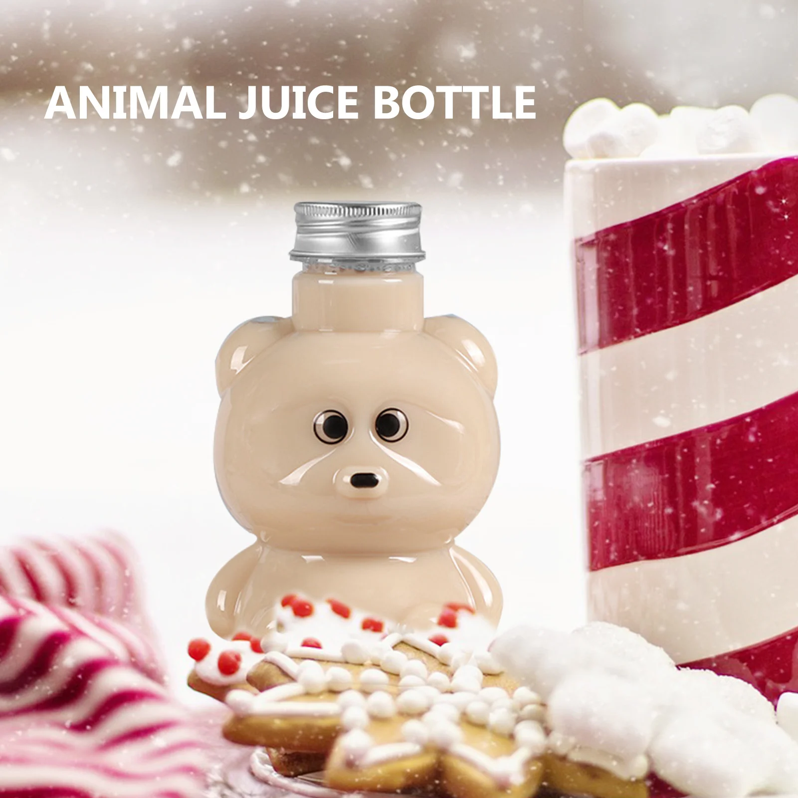 Botella de bebidas con forma de Animal, tapa transparente a prueba de fugas, tarro de jugo rellenable, contenedor de almacenamiento de miel y té de la leche, 4 Uds.
