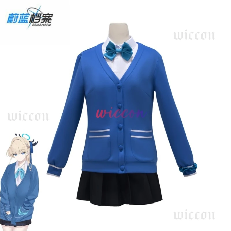 Game Blue Archive Asuma Toki Cosplay Japanese JK Uniform Sweater Coat Skirt Wig Headwear Women Christmas Carnival Suit view 2