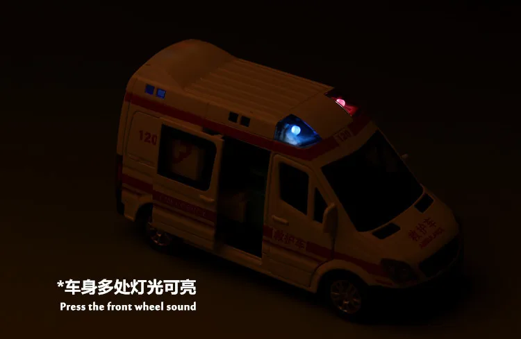 1:32 Mercedes-Benz ambulance police car Metal Diecast Alloy Car Model for Boys Children Toy car Sound and Light Pull Back A95