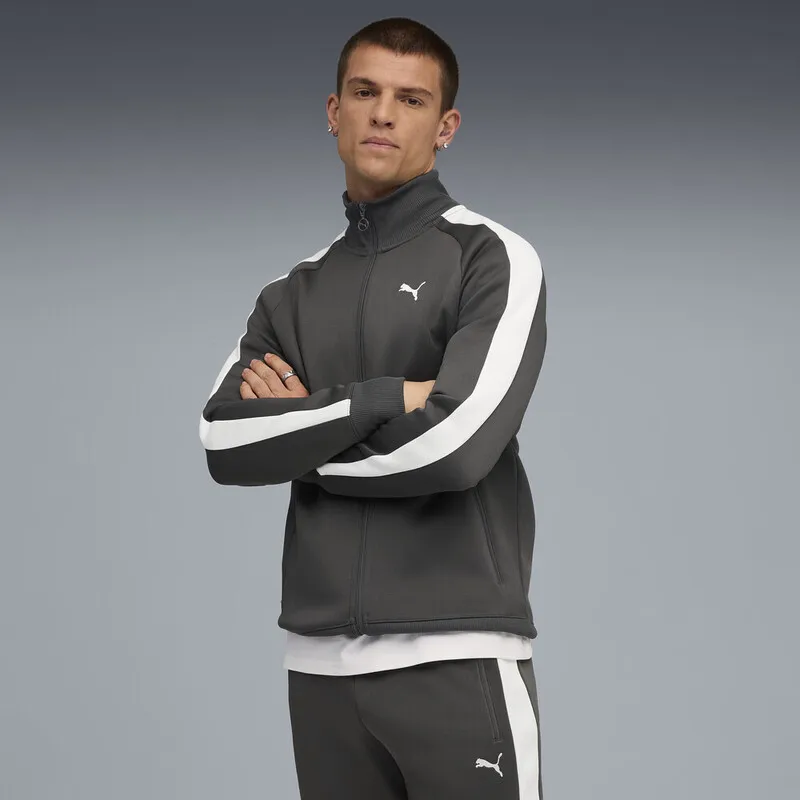 

Puma Dark Grey T7 Спортивная повседневная вязаная куртка Мужская и женская одежда 63185844
