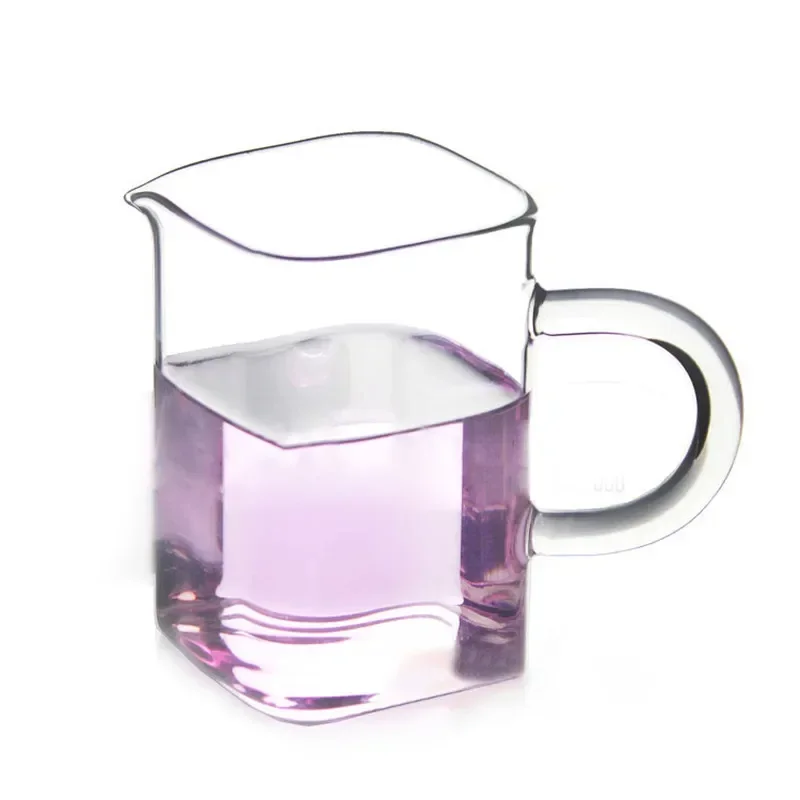 Creative Square Glass Tea Pitcher, Chinese Chahai, Heat-Resistant, Borosilicate Coffee Pot, Water Jug, Milk Frothing Cup, Small