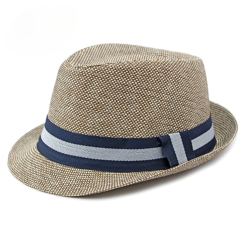 Middle-aged and Elderly Men\'s Top Hat Spring Summer Luxury Designer Sun Protection Beach Cap Grass Wedding Fedora Jazz Hat Party