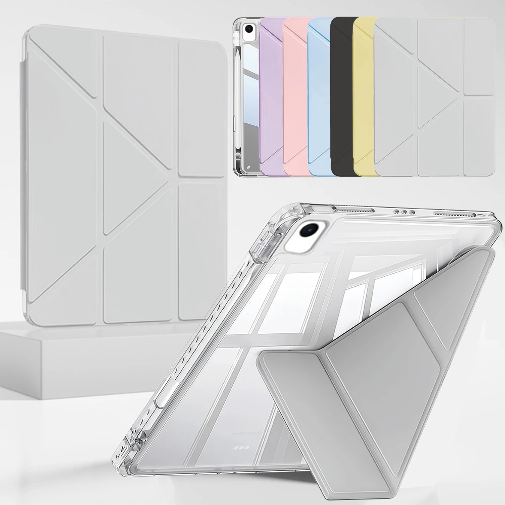 

Y shaped Crystal Clear Acrylic Case for iPad 7th 8th 9th generation 10.2 inch 2019 2020 2021 with Pencil Slot, Auto Sleep wake