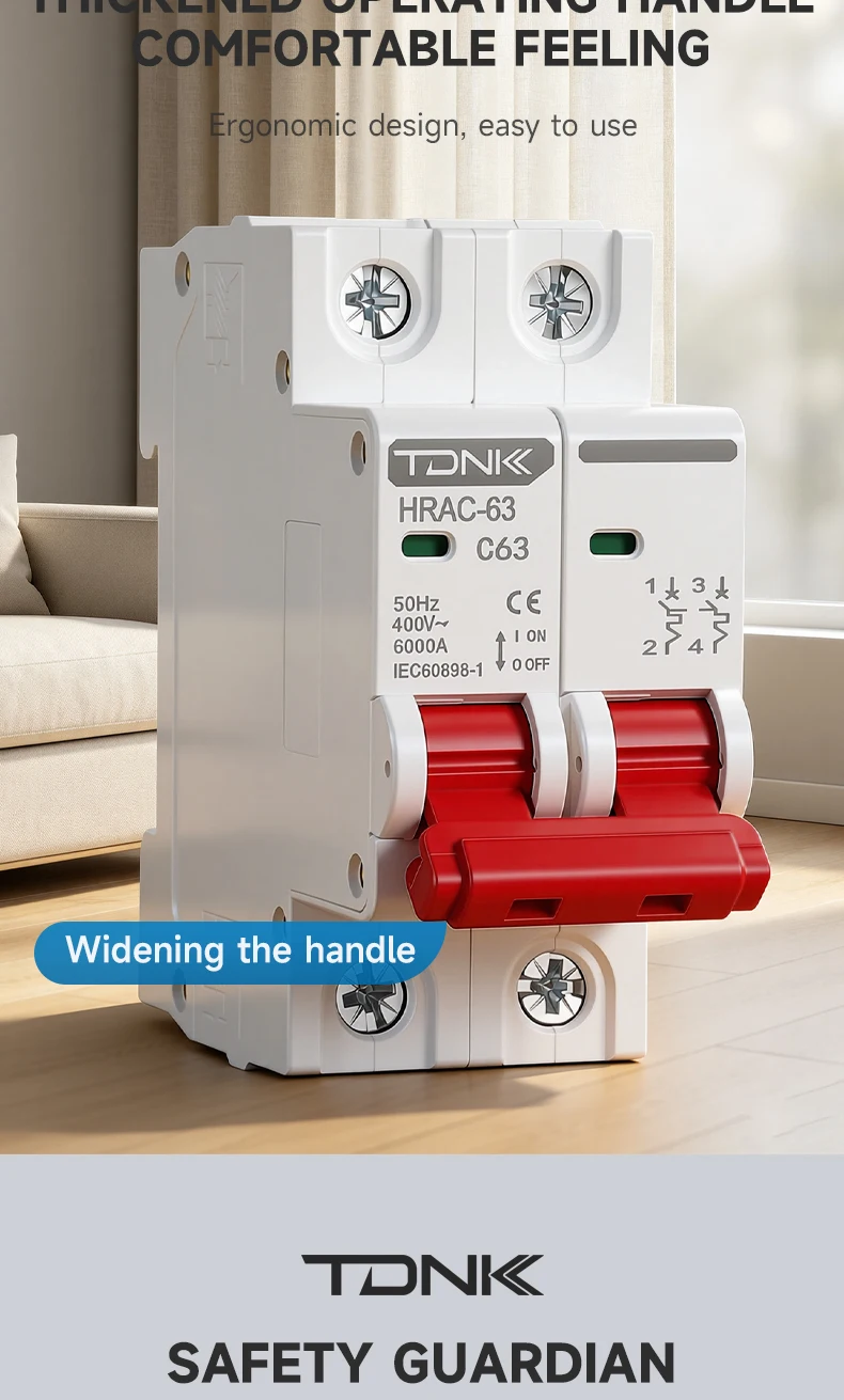 TDNK AC Mini-Leitungsschutzschalter MCB 1P 2P 3P 4P 6A-63A C-Typ DIN-Schienen-Luftschalter für den Überlastschutz im Haushalt – Detail 4