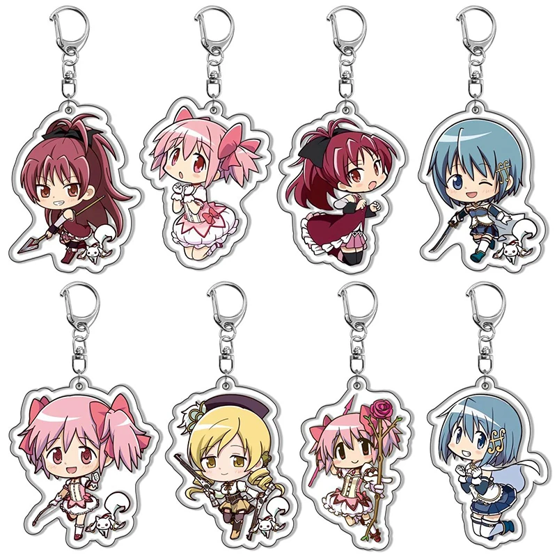 Anime Puella Magi Madoka Magica Keychain Kaname Akemi Homura Miki Sayaka Tomoe Mami Kyoko Key Chain Ring For Fans Gifts Jewelry