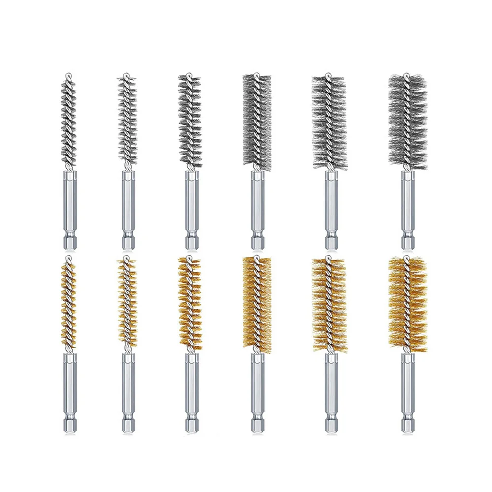 Escova de limpeza de aço inoxidável do fio torcido da escova do fio do furo de aço com punho 1/4 Polegada hex shank para o motorista de impacto da