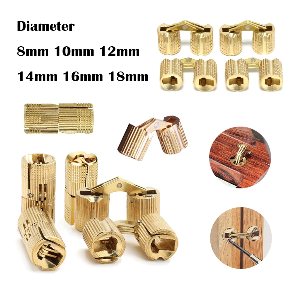 2pcs 8-18mm Hidden Barrel Hinges for Jewelry Box / Invisible Doors / Cabinets with 180 Degree Opening Angle,Furniture Hinges