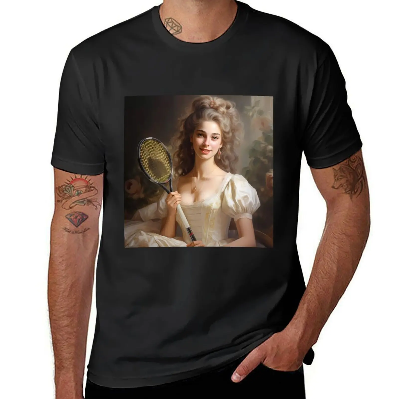 Rococo Rendezvous: A Tennis Affair T-Shirt plus sizes quick-drying customizeds quick drying mens workout shirts