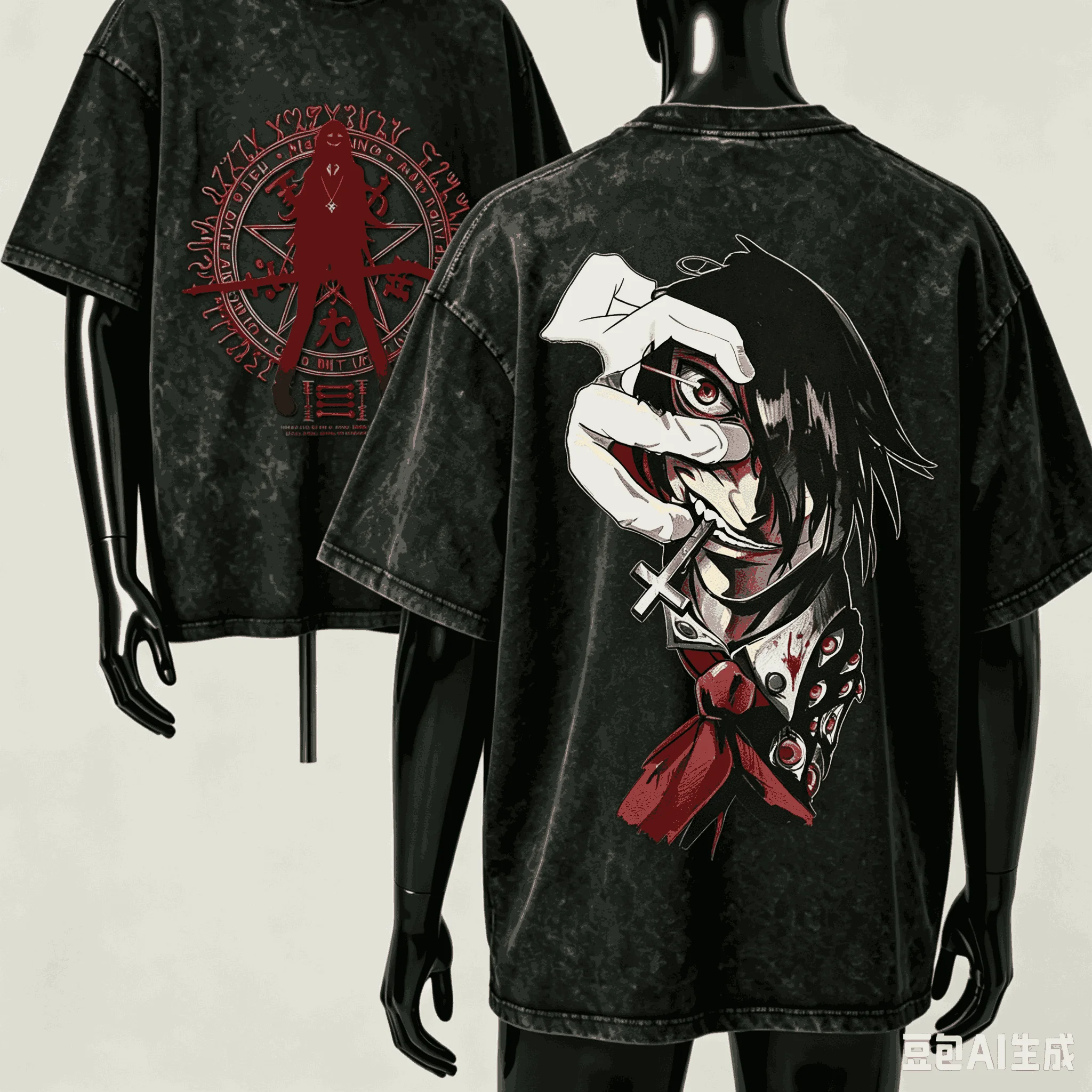 Hellsing Ultimate Love is War Washed T-shirt Anime Lover Harajuku New Model Oversized Vintage Loose Streetwear Classic Unisex