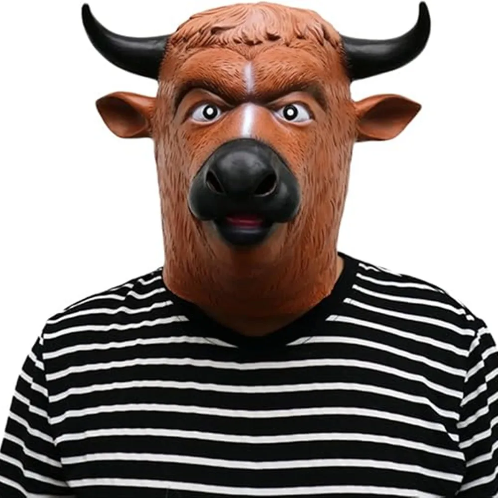 Bullen-Latexmaske Tiermaske Vollkopf-Bullenmaske Halloween-Maske – Detail 4