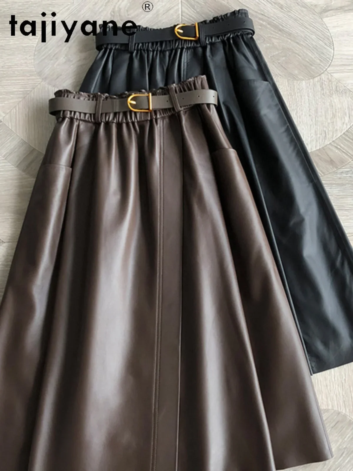 TAJIYANE Real Sheepskin Skirts Womens 2024 High Quality Genuine Leather Skirt Fall Winter Clothes Korean Fashion Midi Skirt юбка