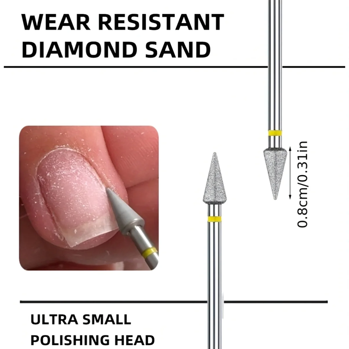 1/2/3 قطعة مسمار الفن مثلث صغير رأس مطحنة الماس رأس مطحنة تلميع رئيس مسمار التشذيب لإزالة الجلد الميت مسمار