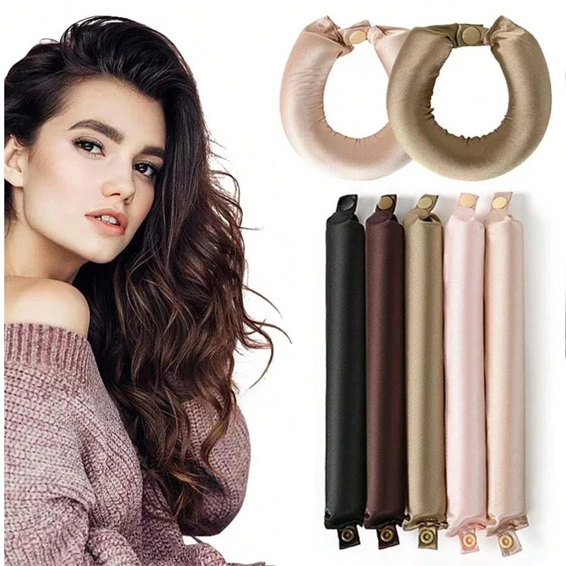 Satin Covered Heatless Curlers For Hair Overnight Curler No-heat Flexi Curling Rod Curler to Sleep In Hair Rollers Curl Headband