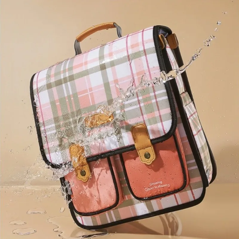 New England Style Retro Plaid Elementary Students Schoolbag Fashion Lightweight Waterproof Kids Shoulders Backpacks School Bags