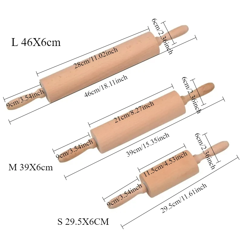 Wooden Rolling Pin Professional Dough Roller Non Stick Rolling Pin For Pasta Dough Pizza Baking Cookies Biscuit Fondant Cake