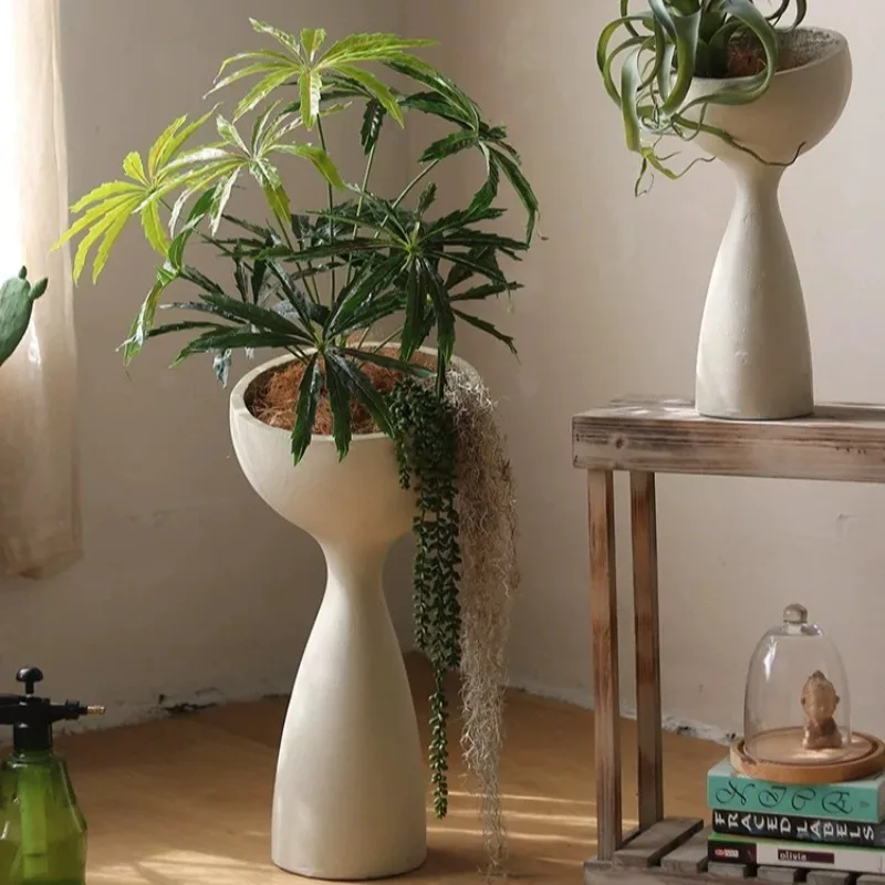 Magnesium Mud Flower Pots Cup Shape Creative Garden Pots Luxury Standing Outdoor Flower Vase Modern Nordic Furniture Decoration