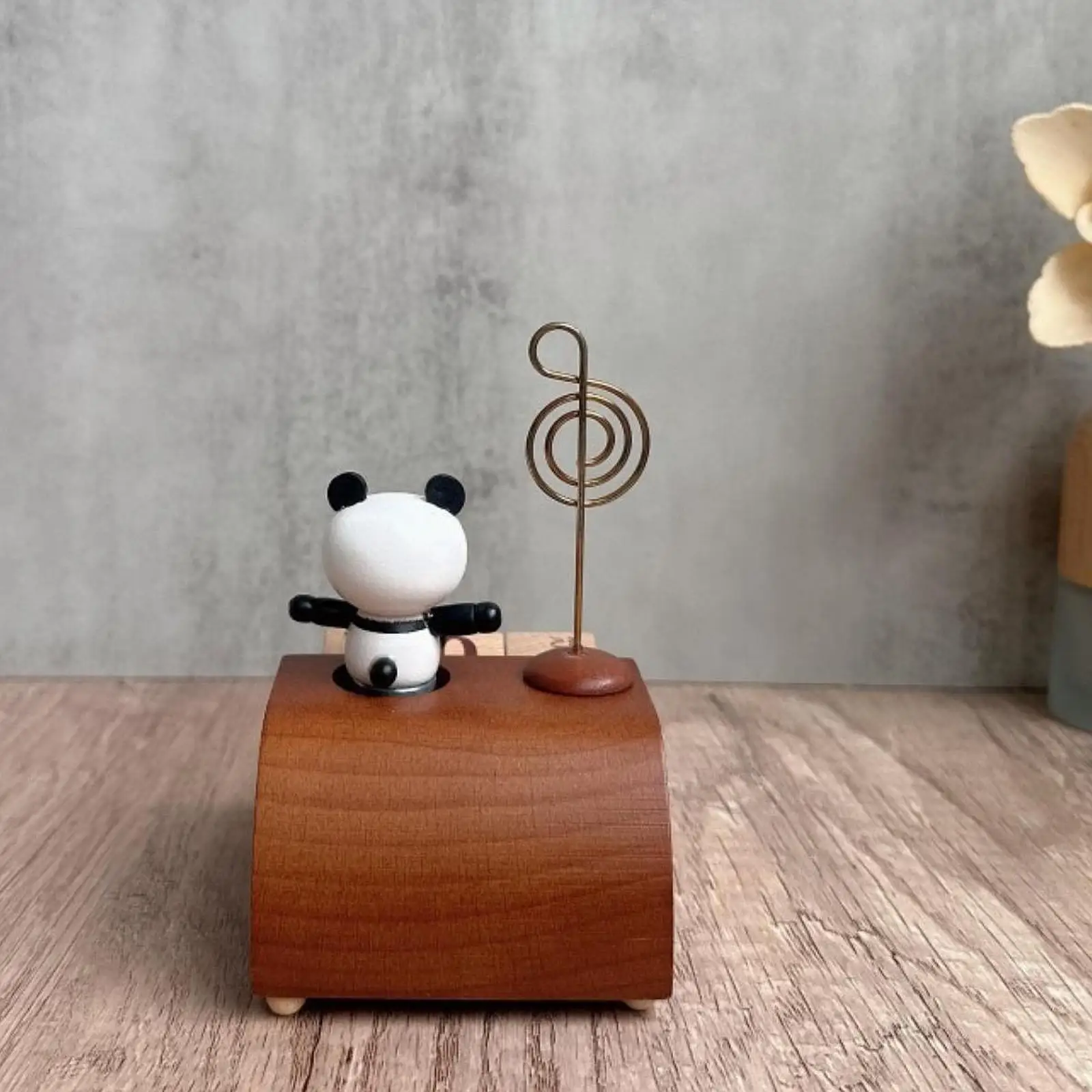 Panda Music Box Wooden Desk Calendar Decoration for Home Office Bookshelf Cabinet Tabletop Gift