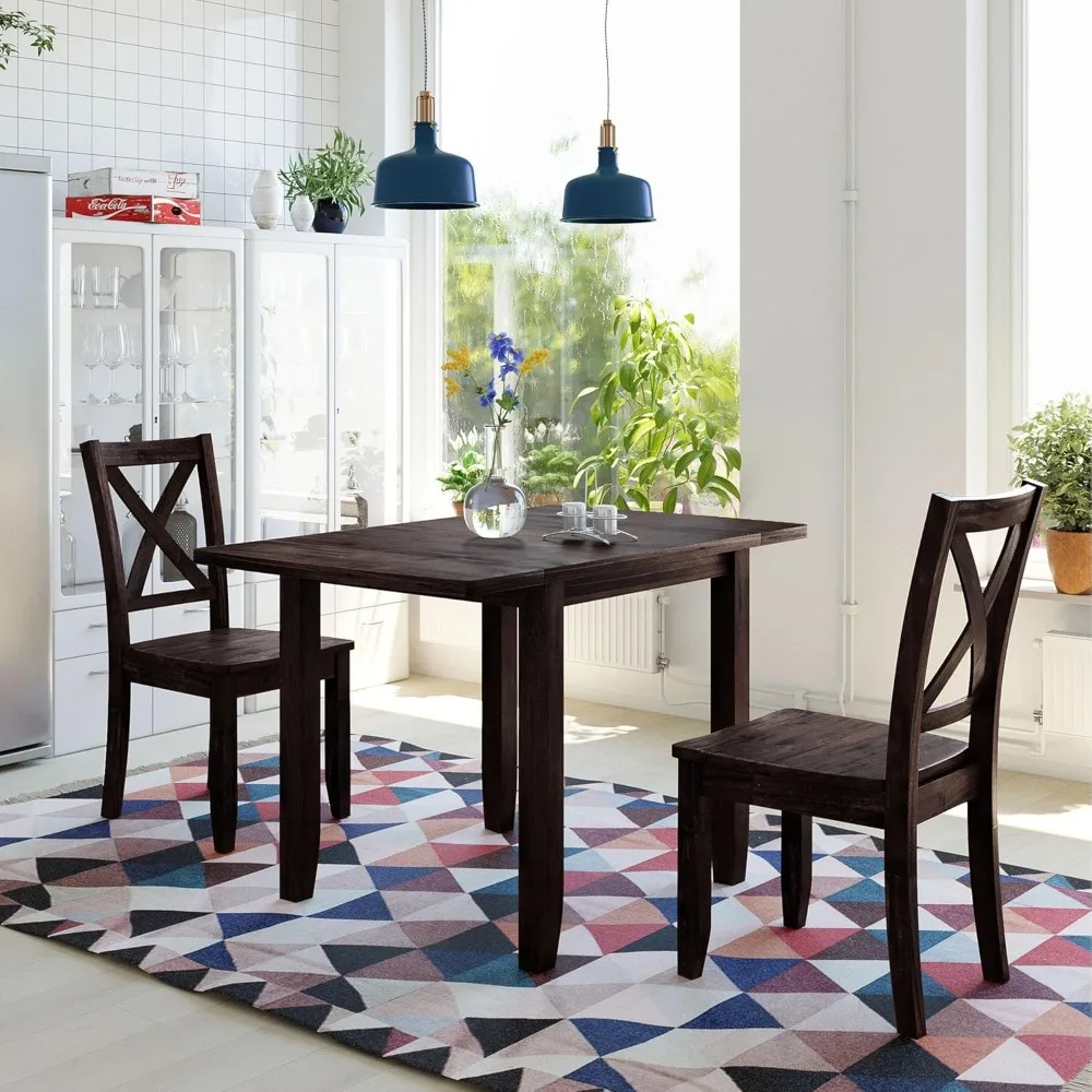 Dining Room Sets,2 dining table sets with fallen leaves and 2 chairs, espresso style,Dining Room Sets.