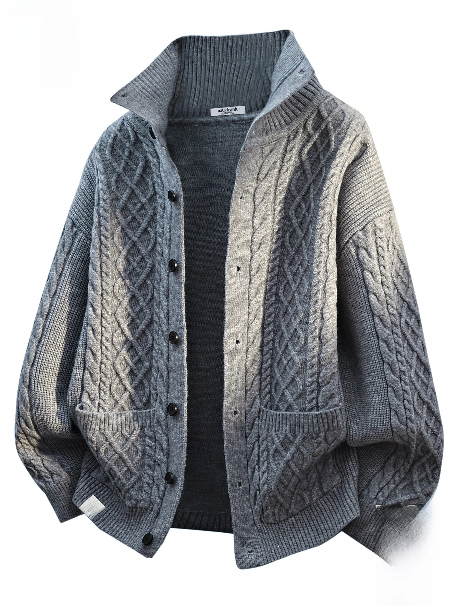 

Мужской вязаный кардиган Paul Frank в стиле ретро с принтом ленивой обезьяны, повседневный теплый новый свитер свободного кроя, осенняя мода, смесь полиэстера