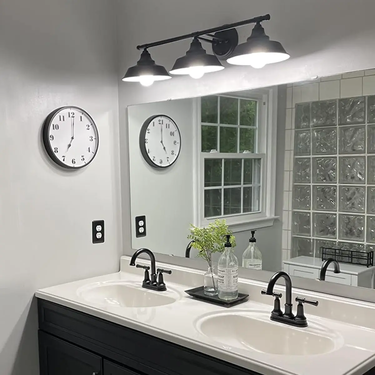 

3 Light Farmhouse Vanity Light,Matte Black Bathroom Light Fixtures Over Mirror,Industrial Bathroom Wall Sconce Lamp For Kitchen