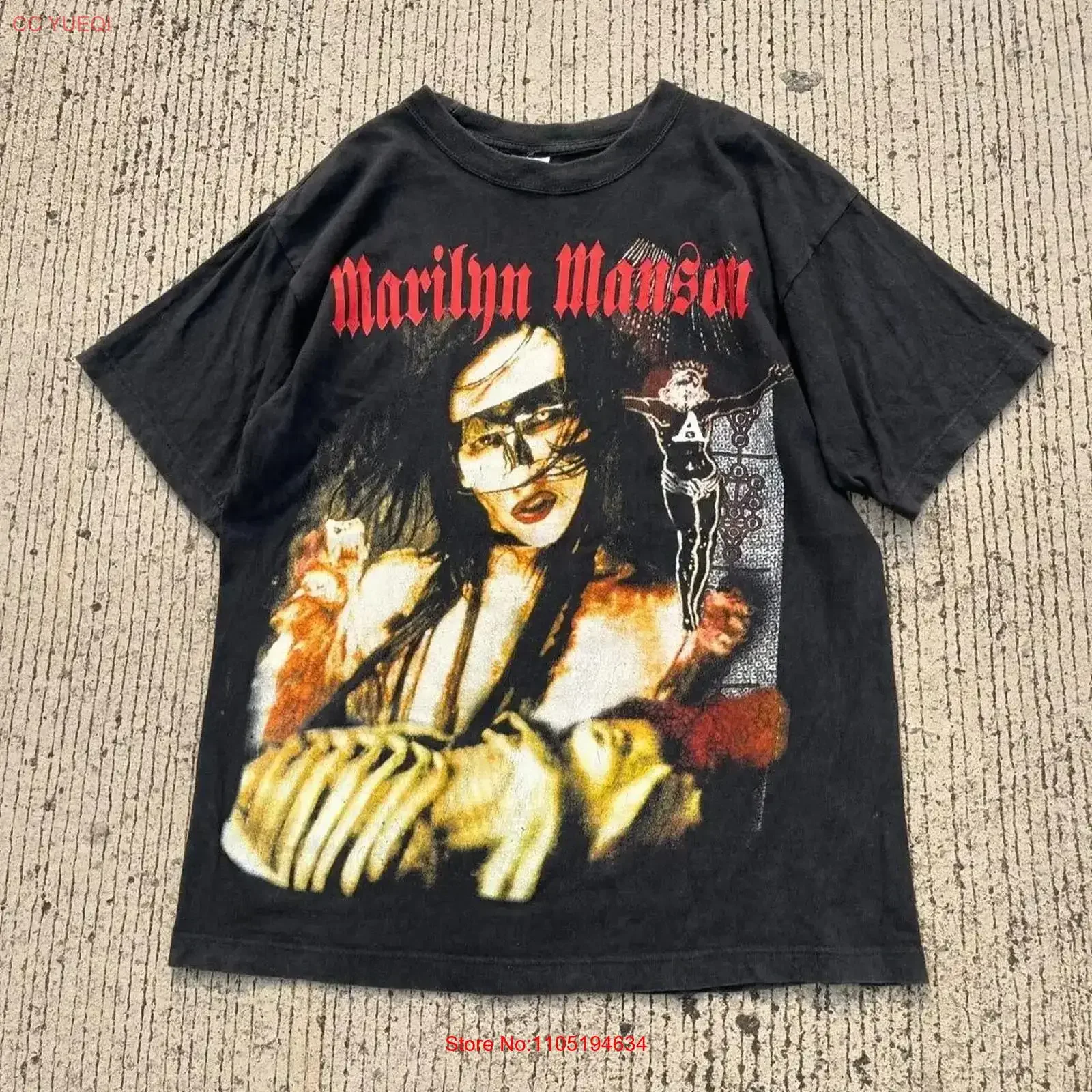 Vintage 90's Marilyn Manson Portrait of an American Family T Shirt KH7088 vintage Washed Comfortable Slightly fashion Stretched