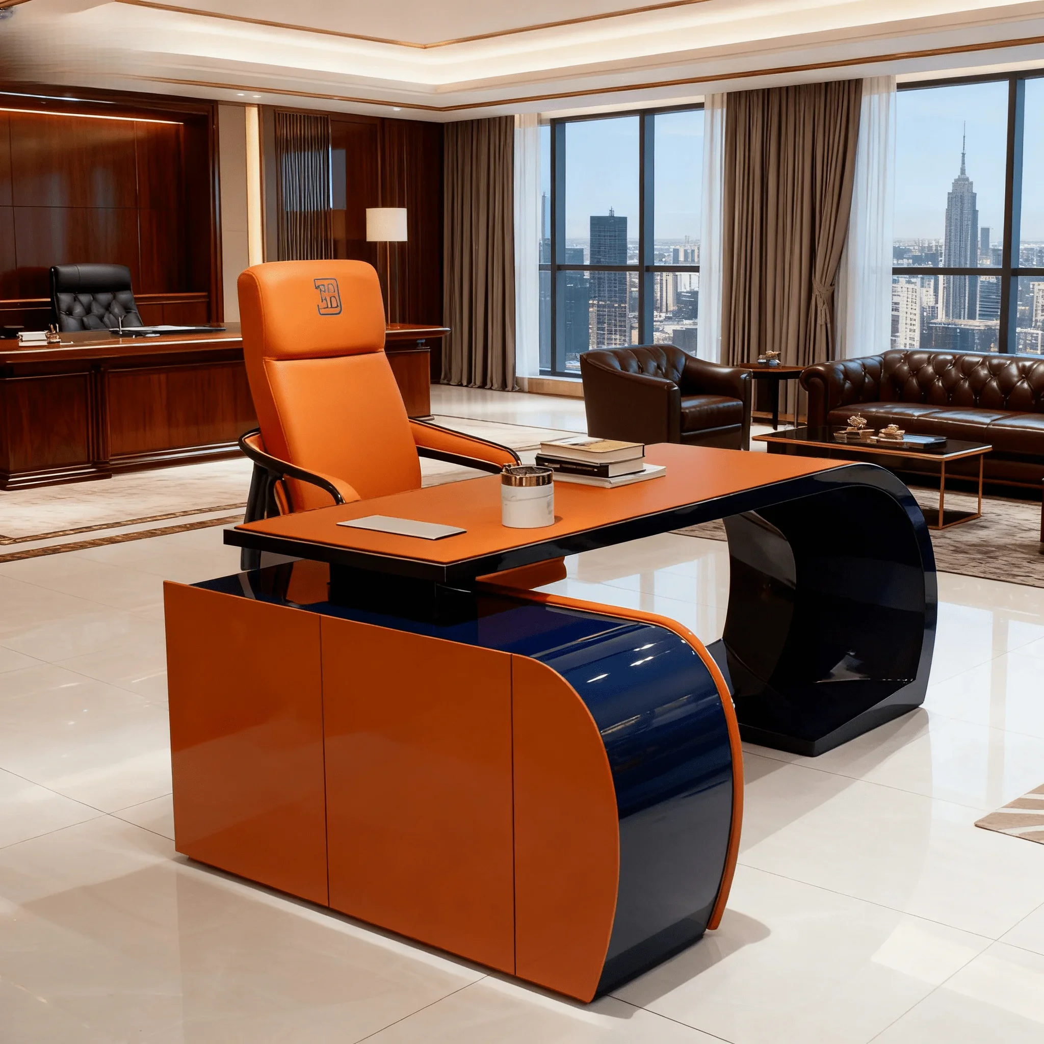 New Modern Durable Executive Notebook Computer Desk Two-Color Splicing Luxury
