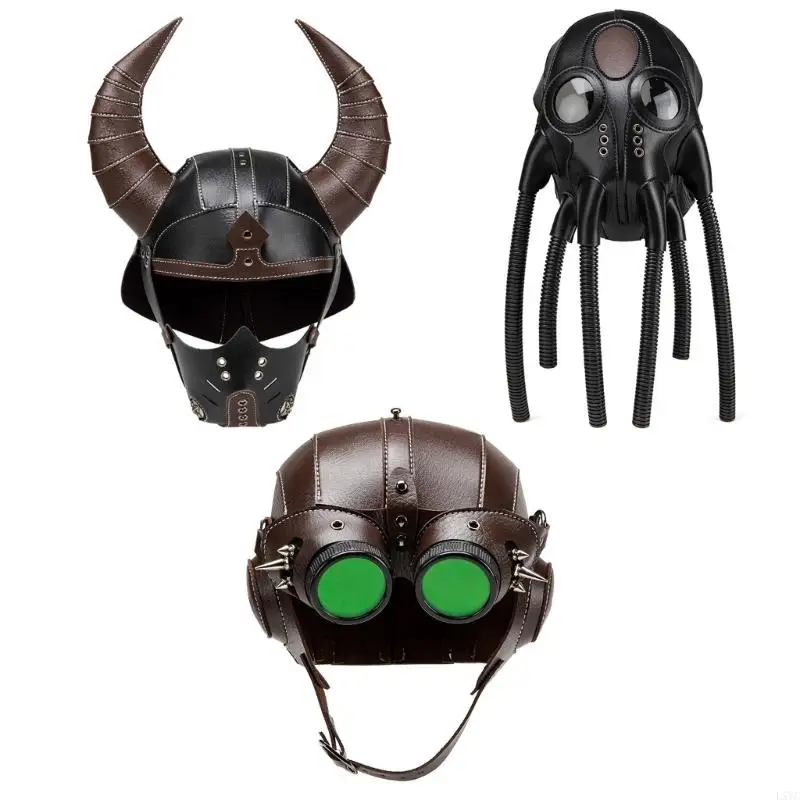 

L5YC Adjustable Steampunk Vikingly Helmet Medieval Armors Costume For LARP Halloween Event