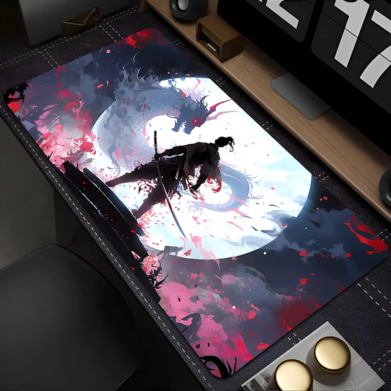 

New Mouse Pad Office Gaming Laptop Moon Samurai Desk Mat Anime Dragon Mousepad Gamer Mouse Mat Computer Accessories Keyboard Pad