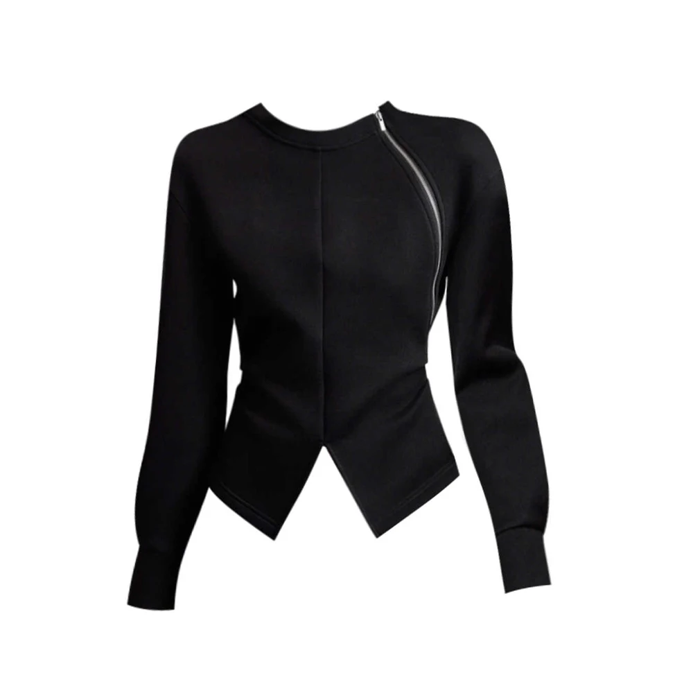 

Женская черная готическая толстовка в винтажном стиле 2000-х годов, модная эстетичная толстовка в стиле Харадзюку с длинными рукавами и разрезом, осенняя одежда