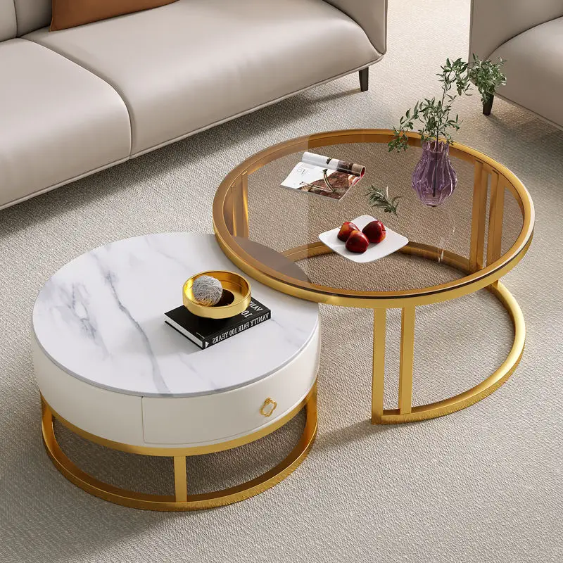 Round Low Coffee Table Storage Drawers Living Room Modern Coffee Table Simple Design Mesas De Centro Para Sala Smart Furniture