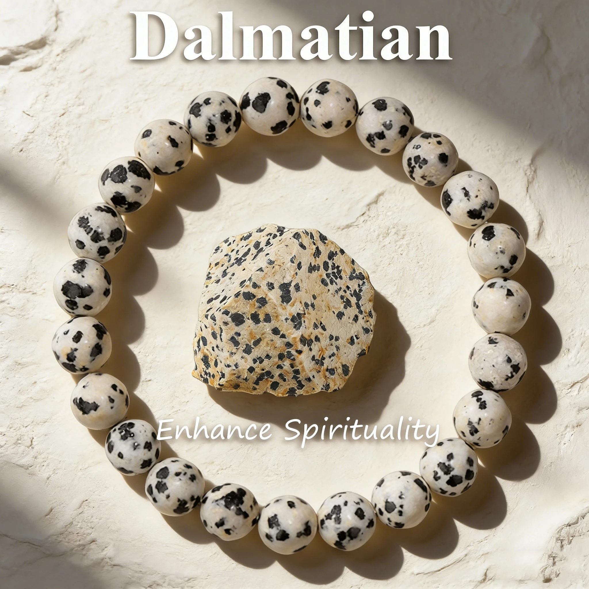 Bracelet en pierres naturelles de jaspe dalmatien, 6, 8, 10 mm, protection, Reiki, vitalité, porte-bonheur, bijoux en cristal de guérison
